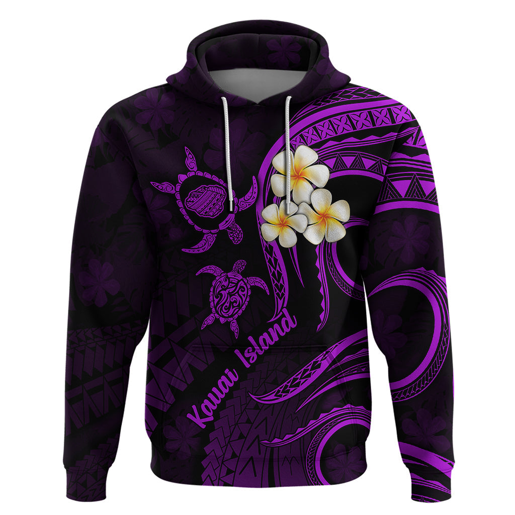 Polynesian Hawaii Hoodie Kauai Islands with Pacific Plumeria Purple Vibe LT9