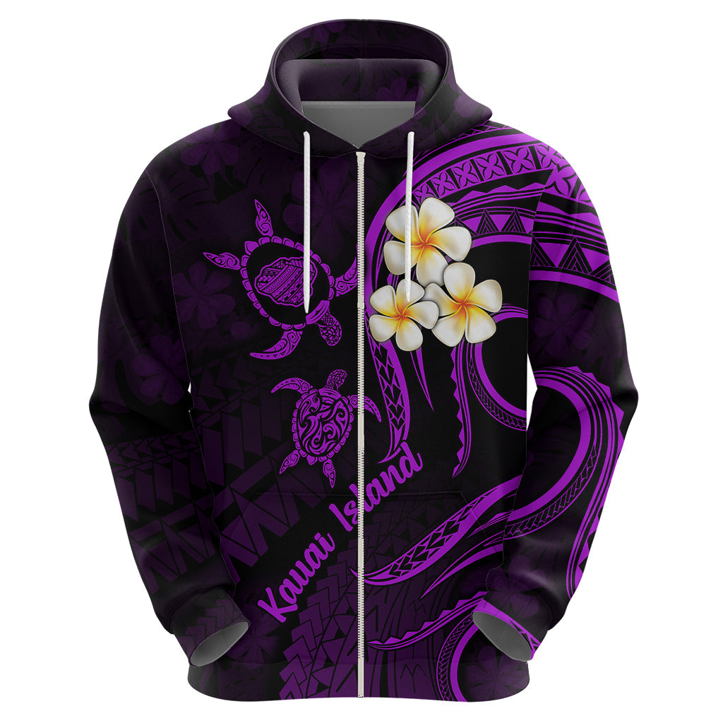 Polynesian Hawaii Hoodie Kauai Islands with Pacific Plumeria Purple Vibe LT9