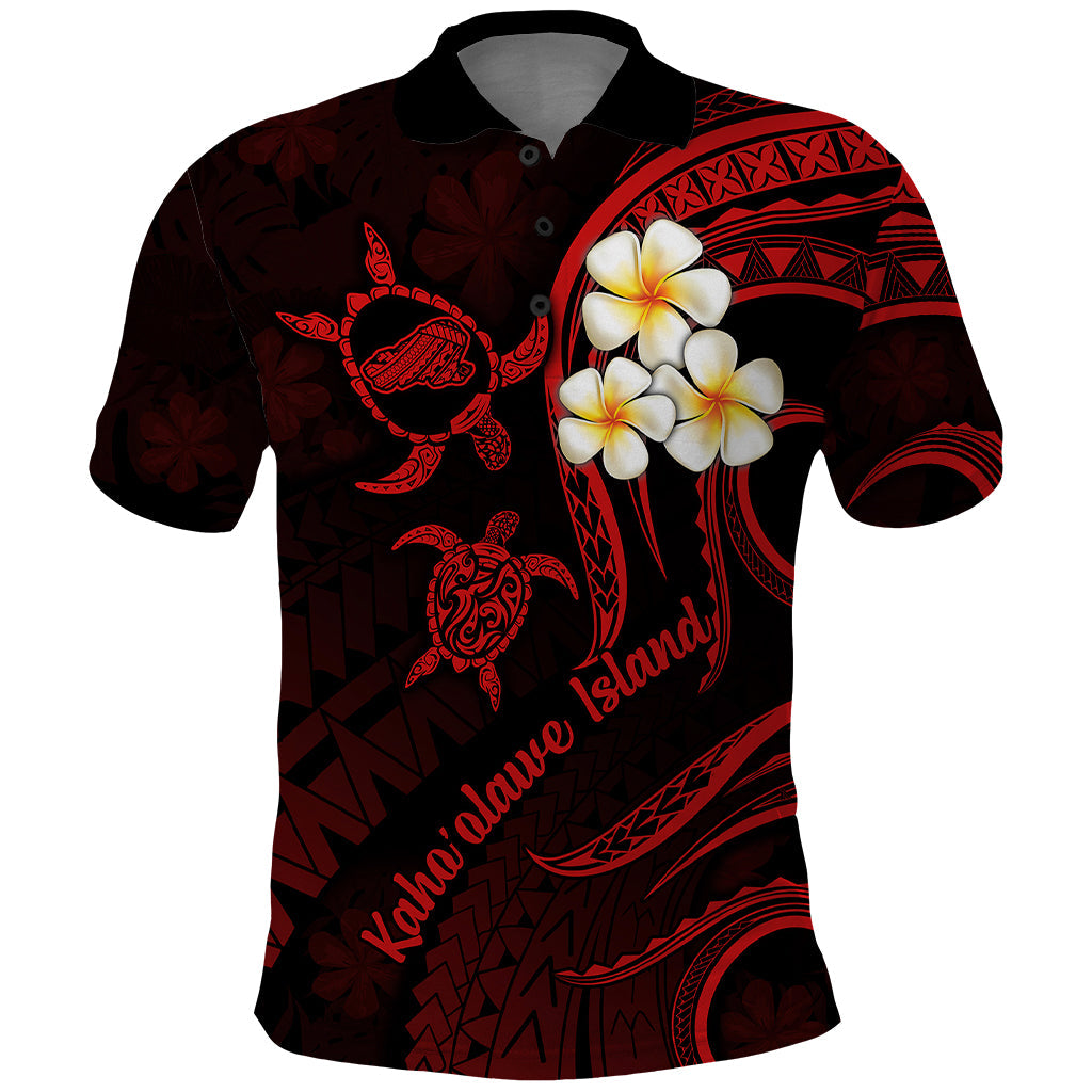 Polynesian Hawaii Polo Shirt Kahoolawe Islands with Pacific Plumeria Red Vibe LT9