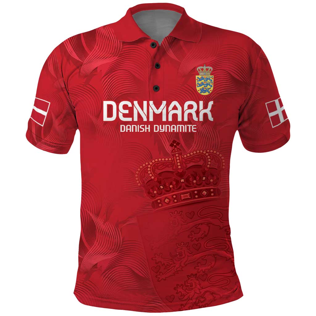 Custom Denmark Football Polo Shirt With Coat of Arm LT9