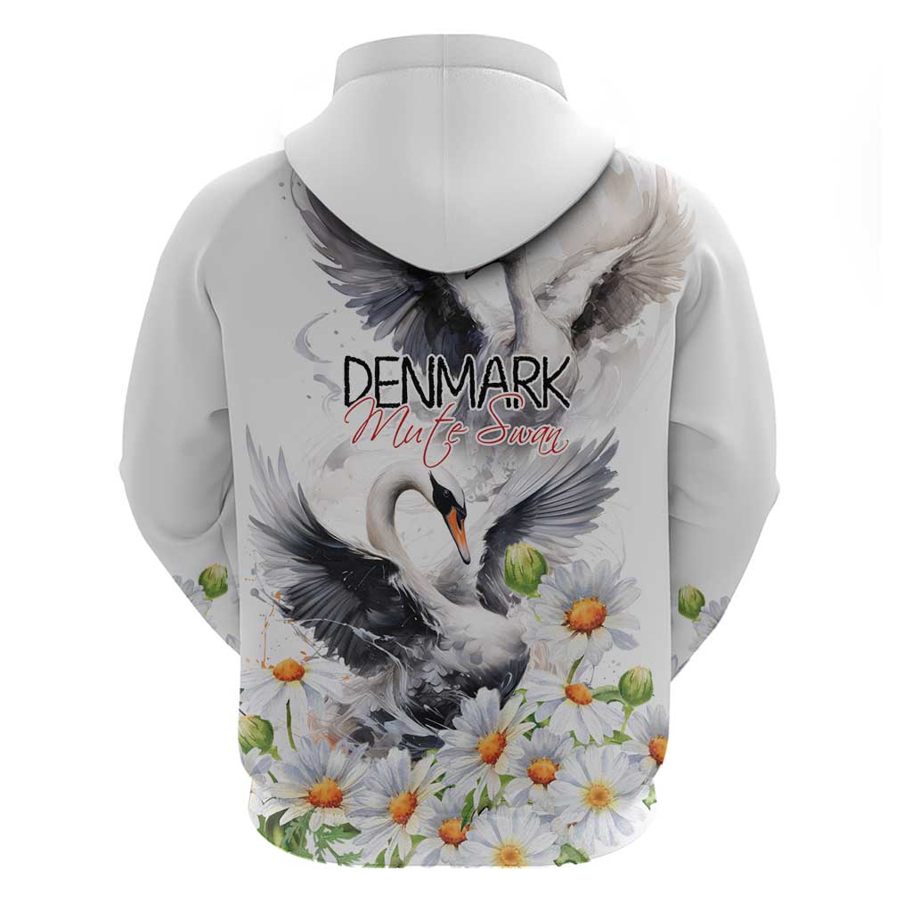 Denmark Mute Swan Hoodie With Chamomile Daisy Flowers LT9