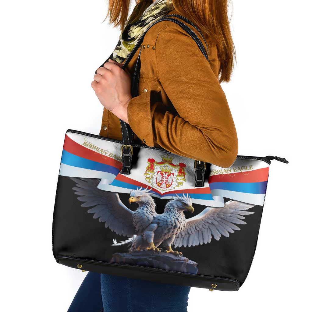 Serbia Silver Double-headed Eagle Leather Tote Bag LT9