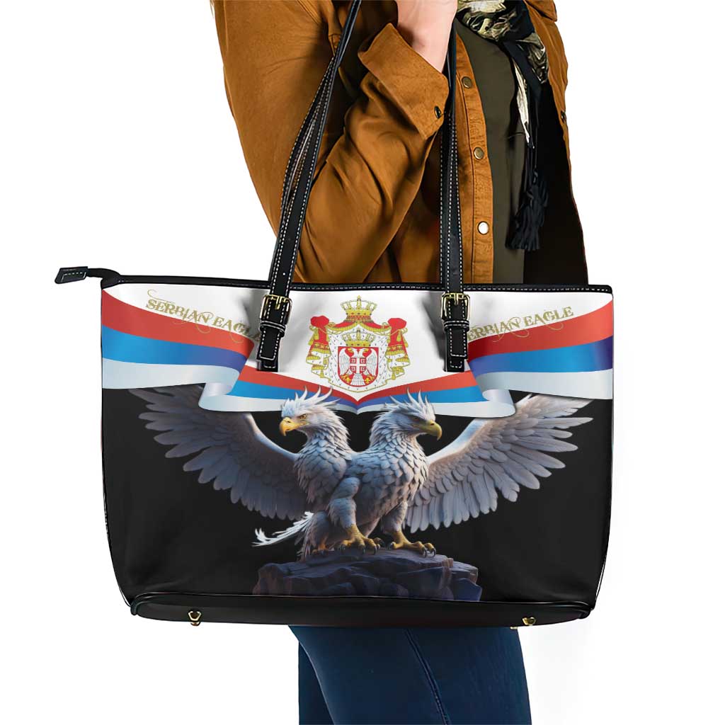 Serbia Silver Double-headed Eagle Leather Tote Bag LT9