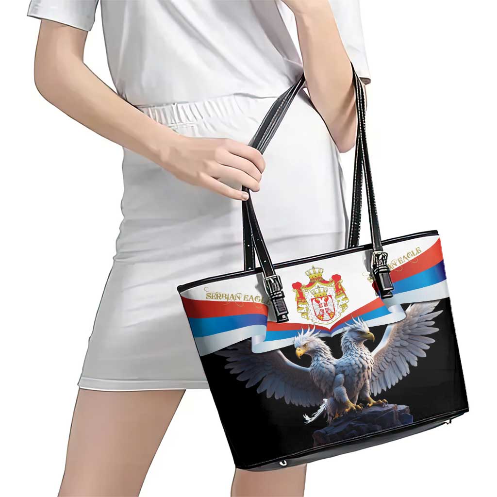 Serbia Silver Double-headed Eagle Leather Tote Bag LT9