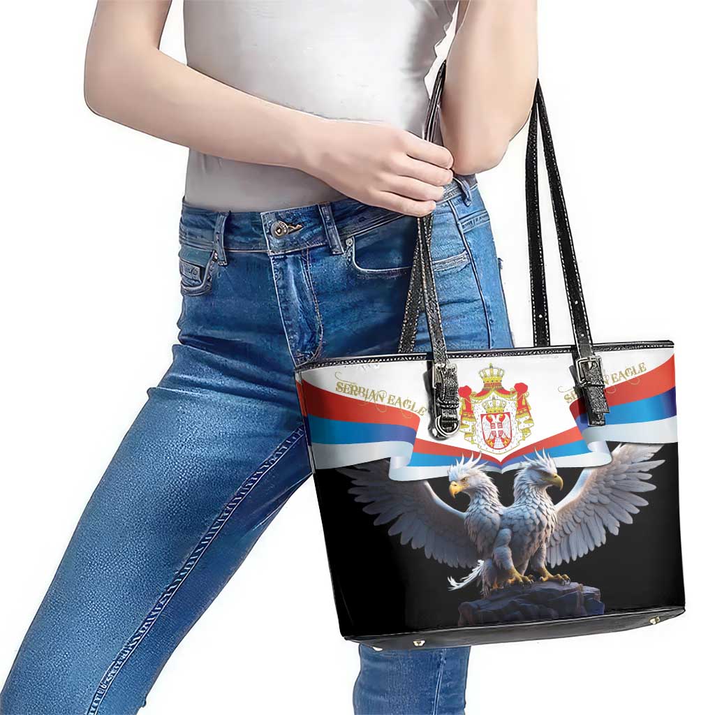 Serbia Silver Double-headed Eagle Leather Tote Bag LT9