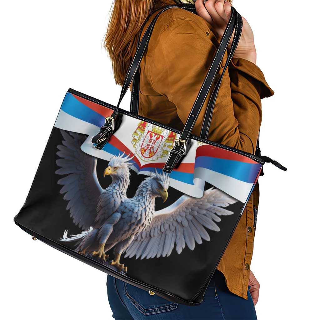 Serbia Silver Double-headed Eagle Leather Tote Bag LT9