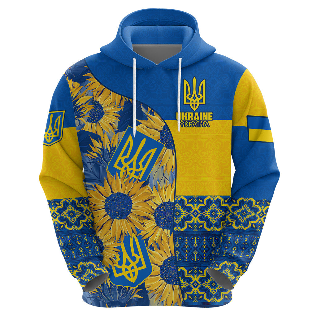 Ukraine Hoodie Ukrainian Coat of Arms and Folk Sunflower LT9