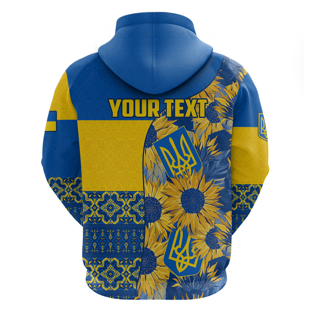 Personalised Ukraine Hoodie Ukrainian Coat of Arms and Folk Sunflower LT9