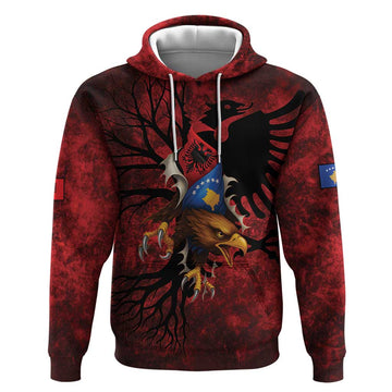 Personalized Kosova Albanian Roots Hoodie Kosova Albanian Eagle Flag LT9
