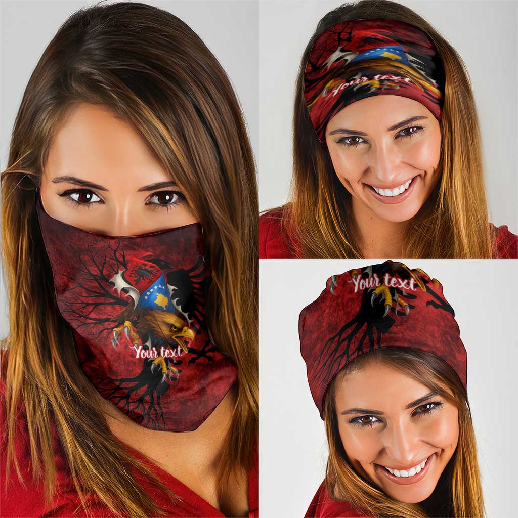 Personalized Kosova Albanian Roots Neck Gaiter Kosova Albanian Eagle Flag LT9