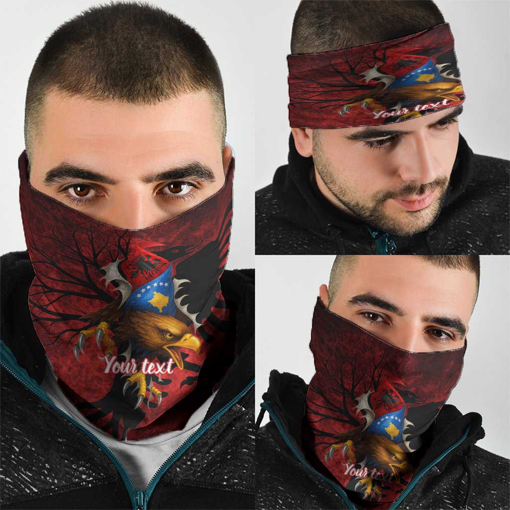 Personalized Kosova Albanian Roots Neck Gaiter Kosova Albanian Eagle Flag LT9