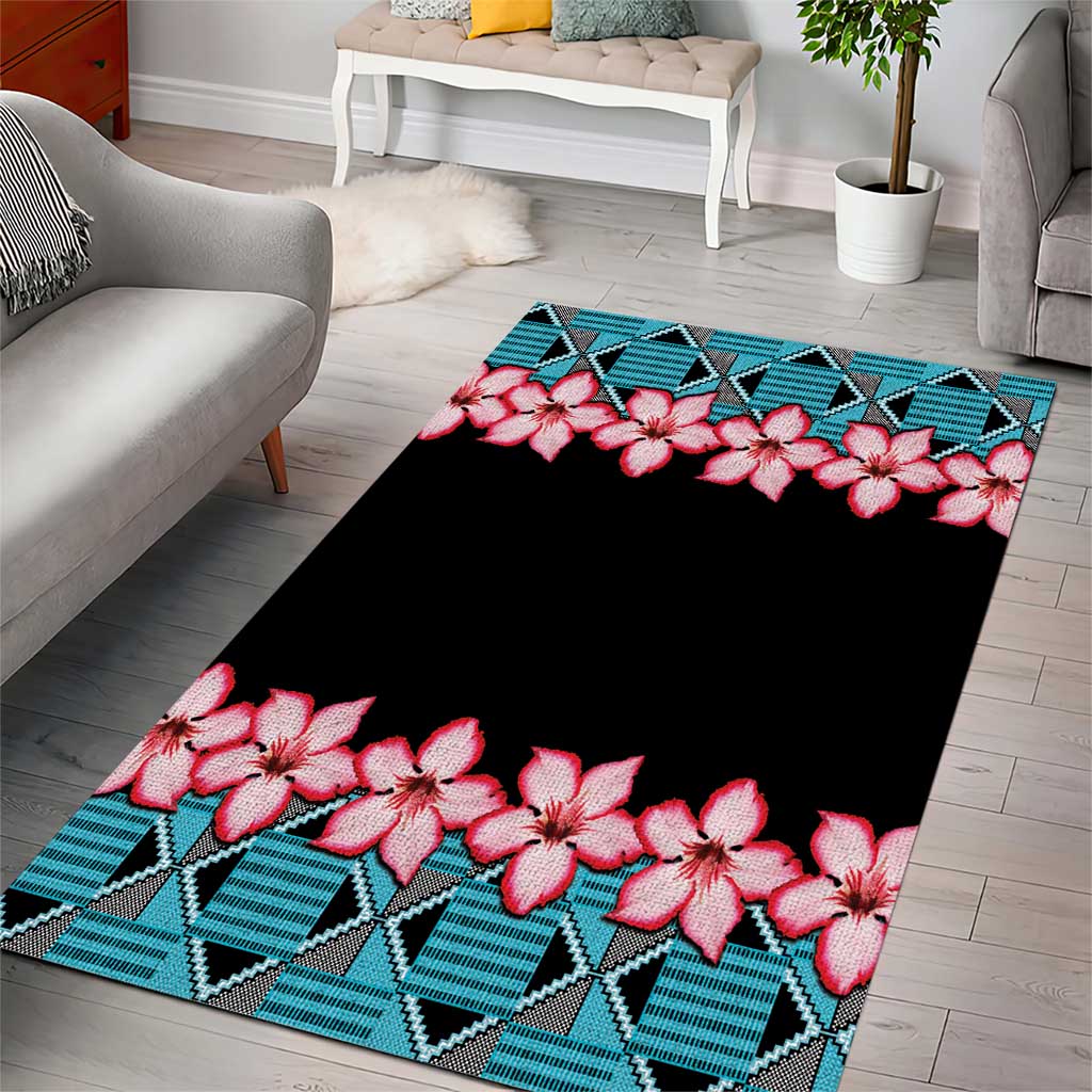 African Adenium Multiflorum Flowers Area Rug with Kente Style LT9