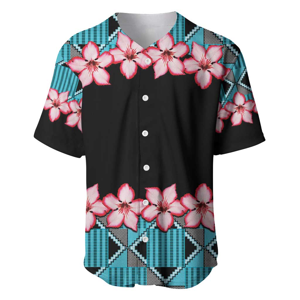 African Adenium Multiflorum Flowers Baseball Jersey with Kente Style LT9