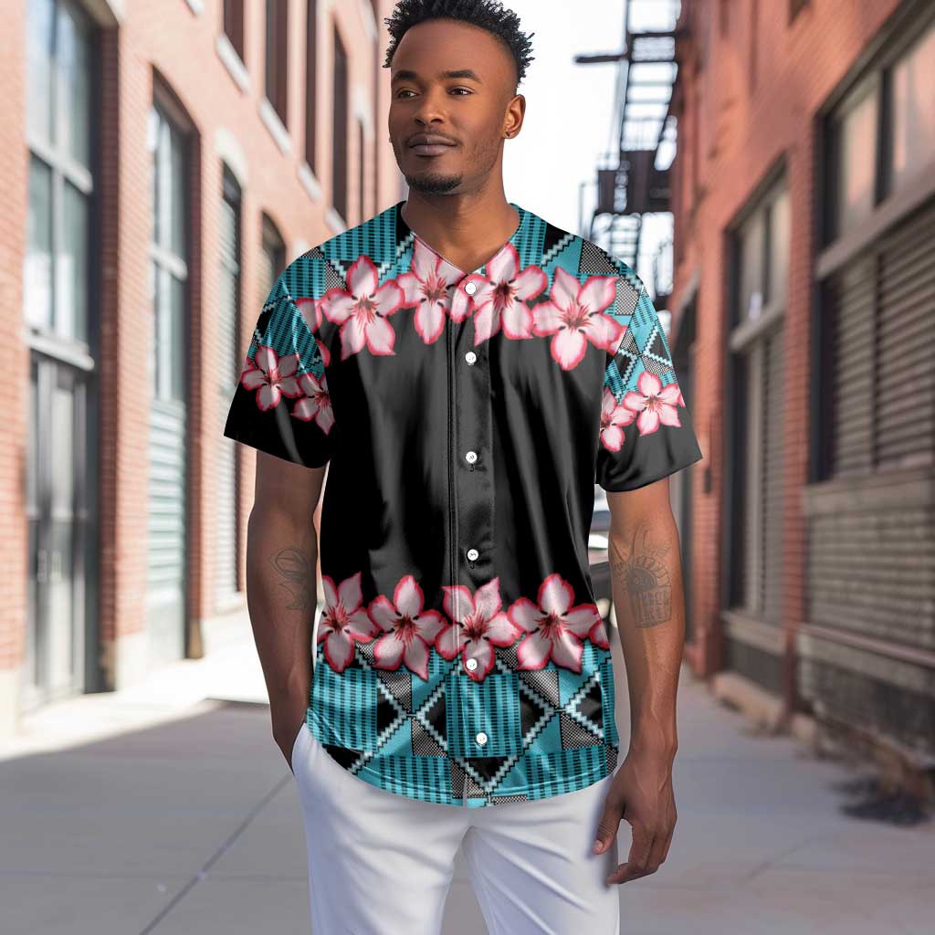 African Adenium Multiflorum Flowers Baseball Jersey with Kente Style LT9