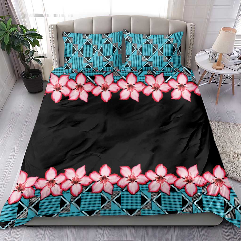 African Adenium Multiflorum Flowers Bedding Set with Kente Style LT9