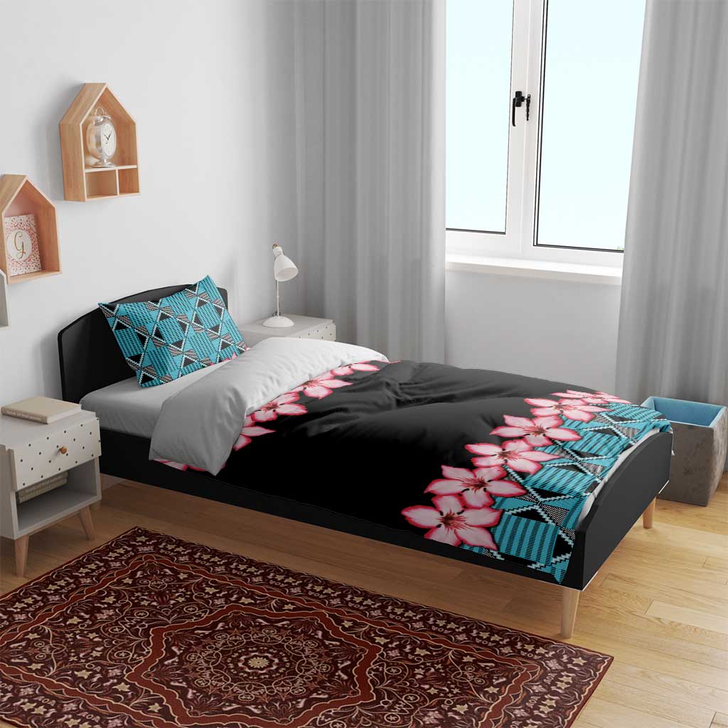 African Adenium Multiflorum Flowers Bedding Set with Kente Style LT9