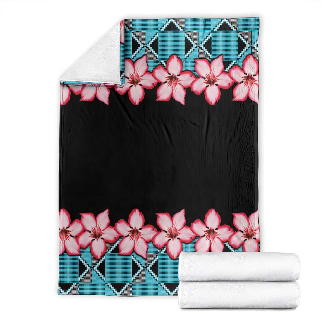 African Adenium Multiflorum Flowers Blanket with Kente Style LT9
