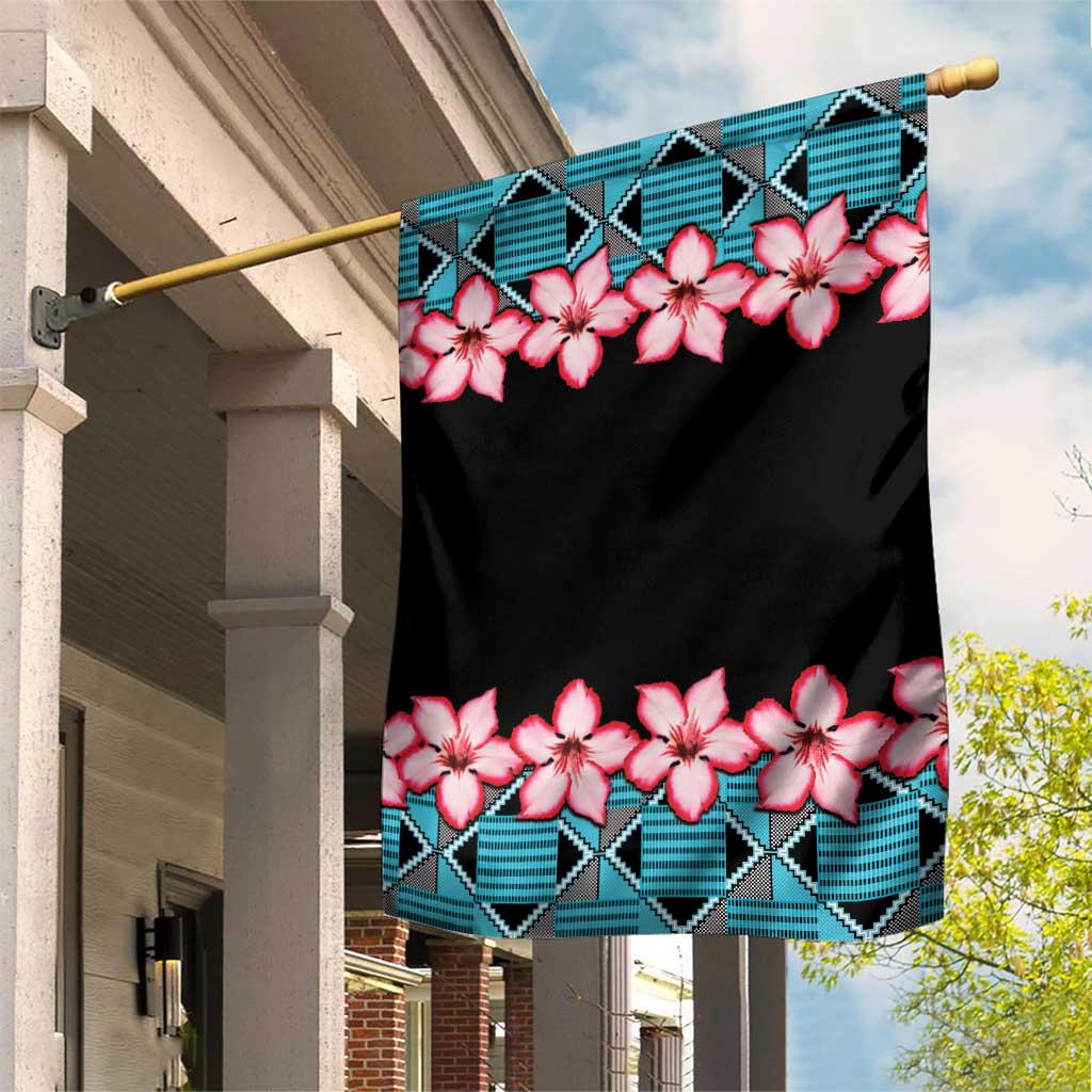 African Adenium Multiflorum Flowers Garden Flag with Kente Style LT9