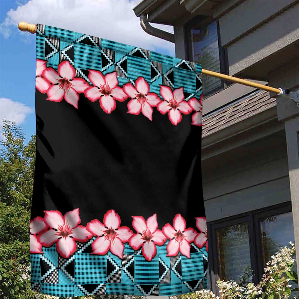 African Adenium Multiflorum Flowers Garden Flag with Kente Style LT9