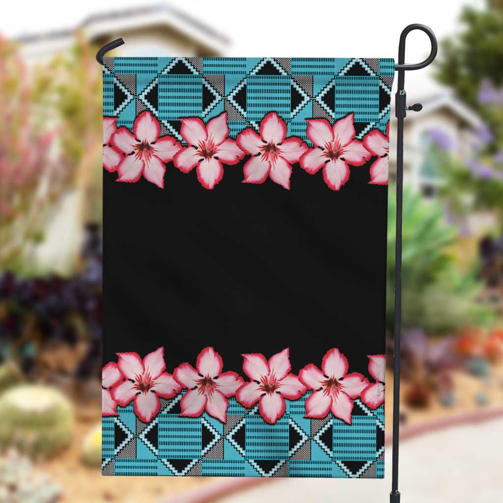 African Adenium Multiflorum Flowers Garden Flag with Kente Style LT9