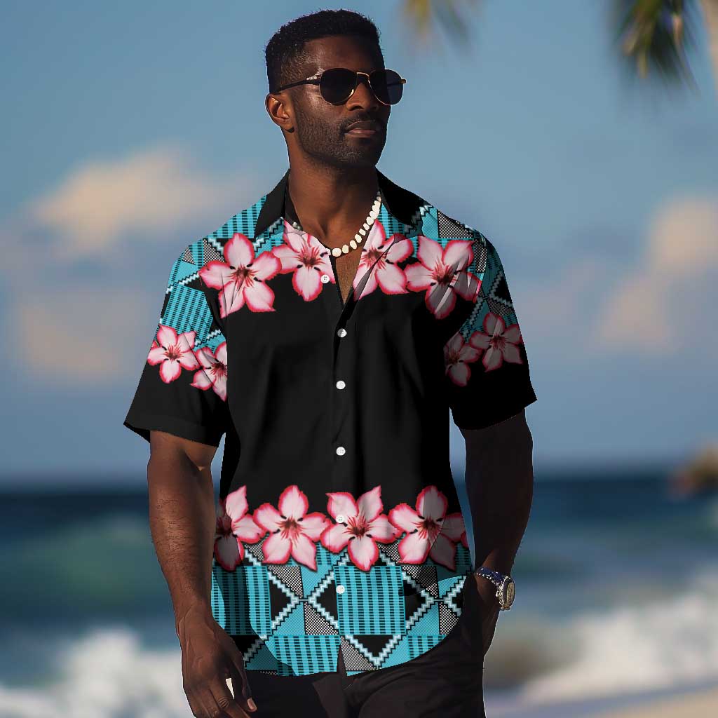 African Adenium Multiflorum Flowers Hawaiian Shirt with Kente Style LT9
