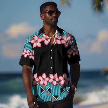 African Adenium Multiflorum Flowers Hawaiian Shirt with Kente Style LT9