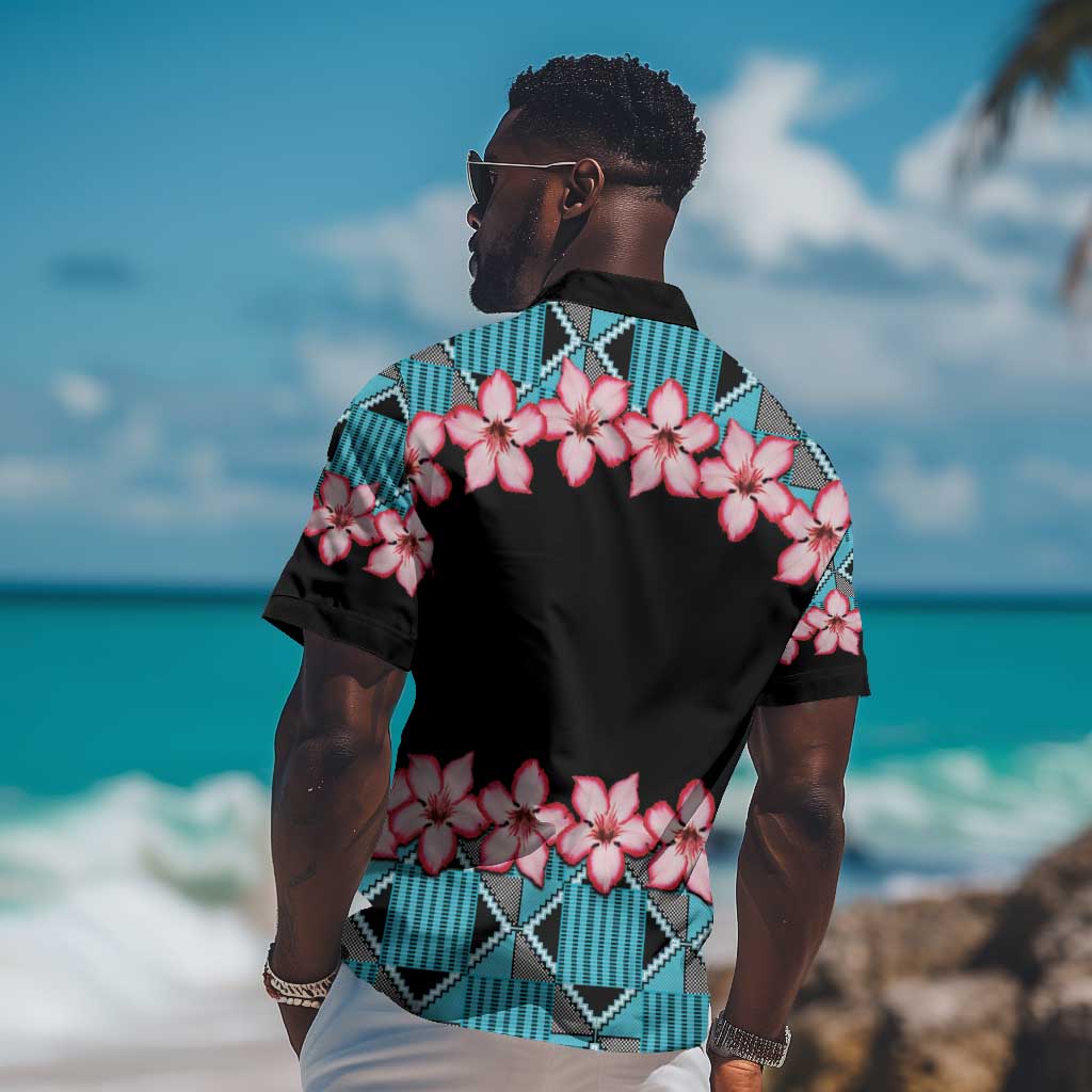 African Adenium Multiflorum Flowers Hawaiian Shirt with Kente Style LT9