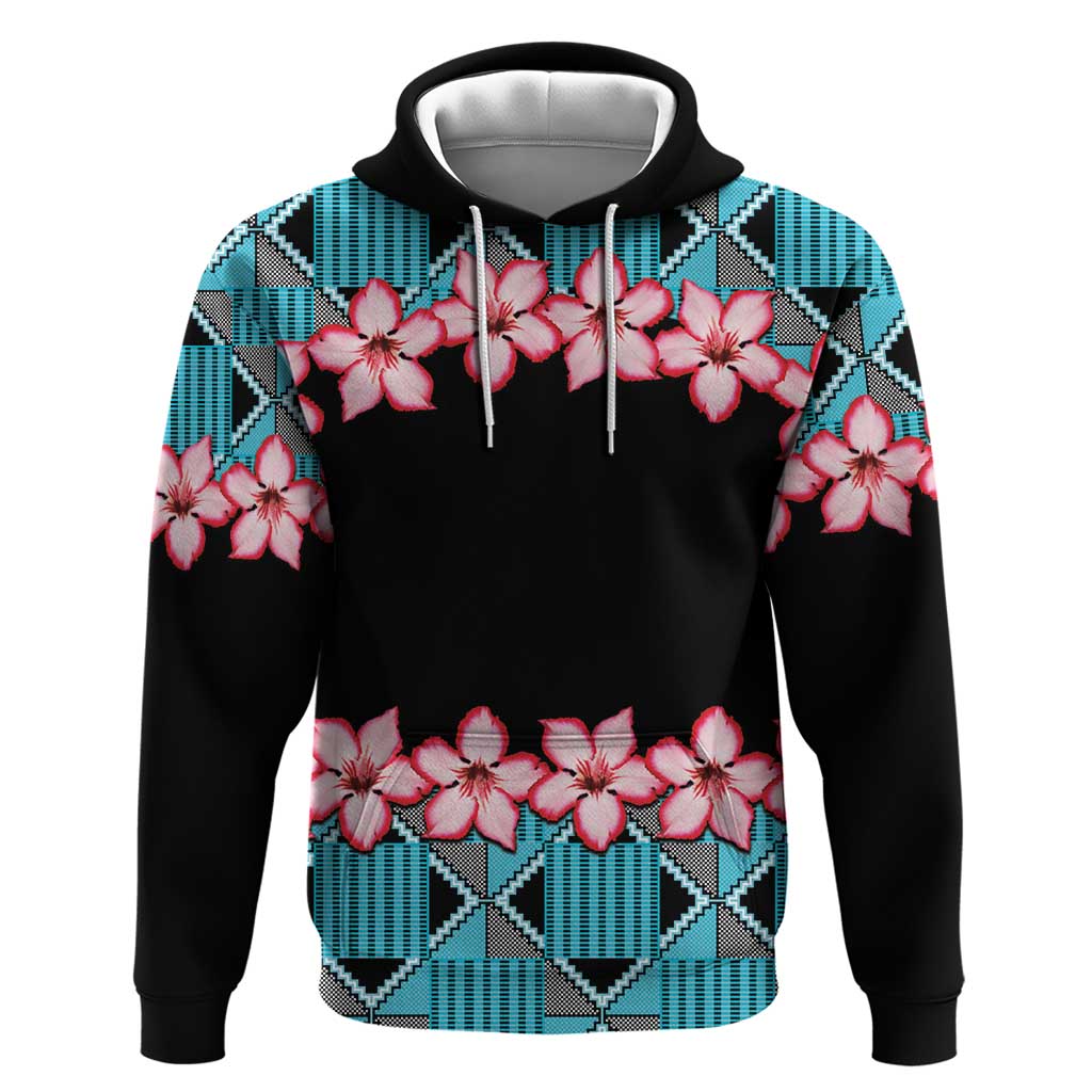 African Adenium Multiflorum Flowers Hoodie with Kente Style LT9