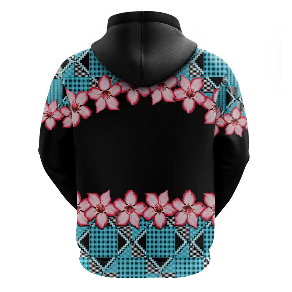 African Adenium Multiflorum Flowers Hoodie with Kente Style LT9
