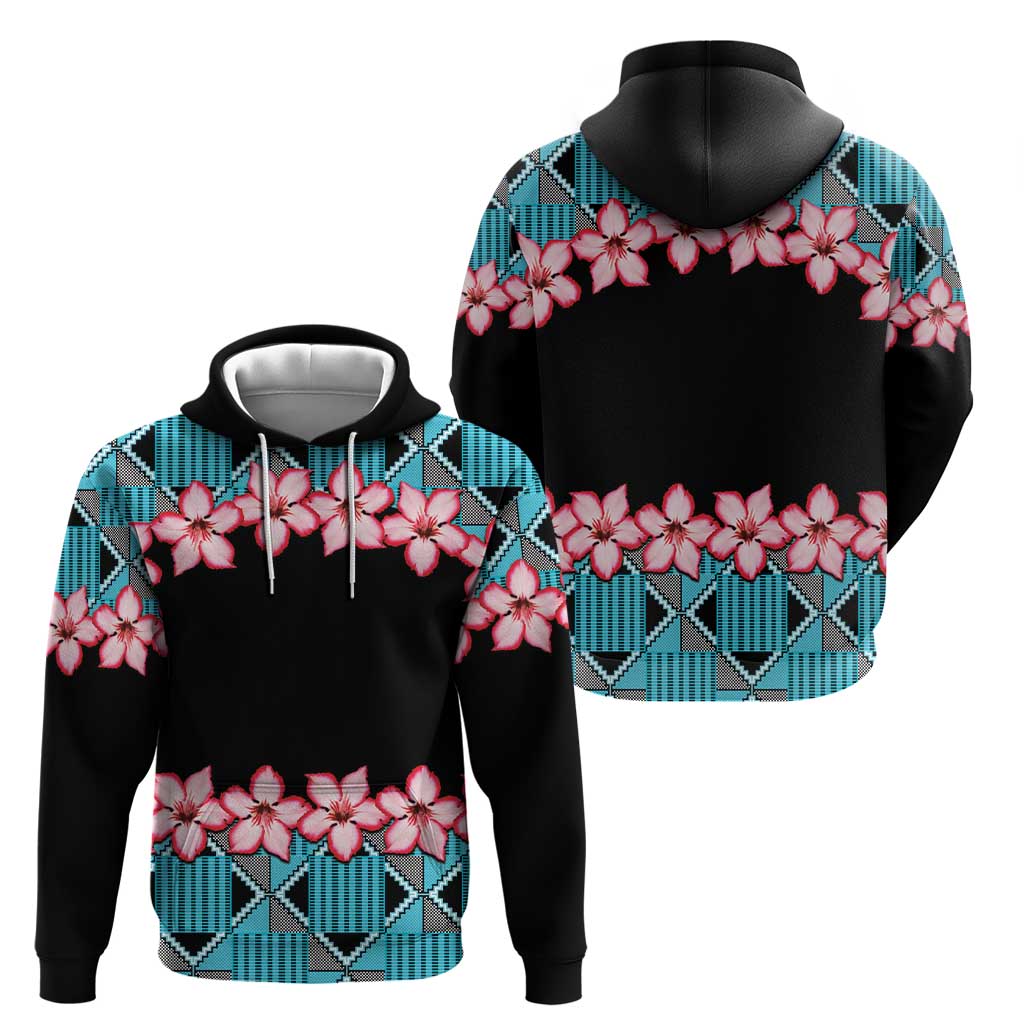 African Adenium Multiflorum Flowers Hoodie with Kente Style LT9