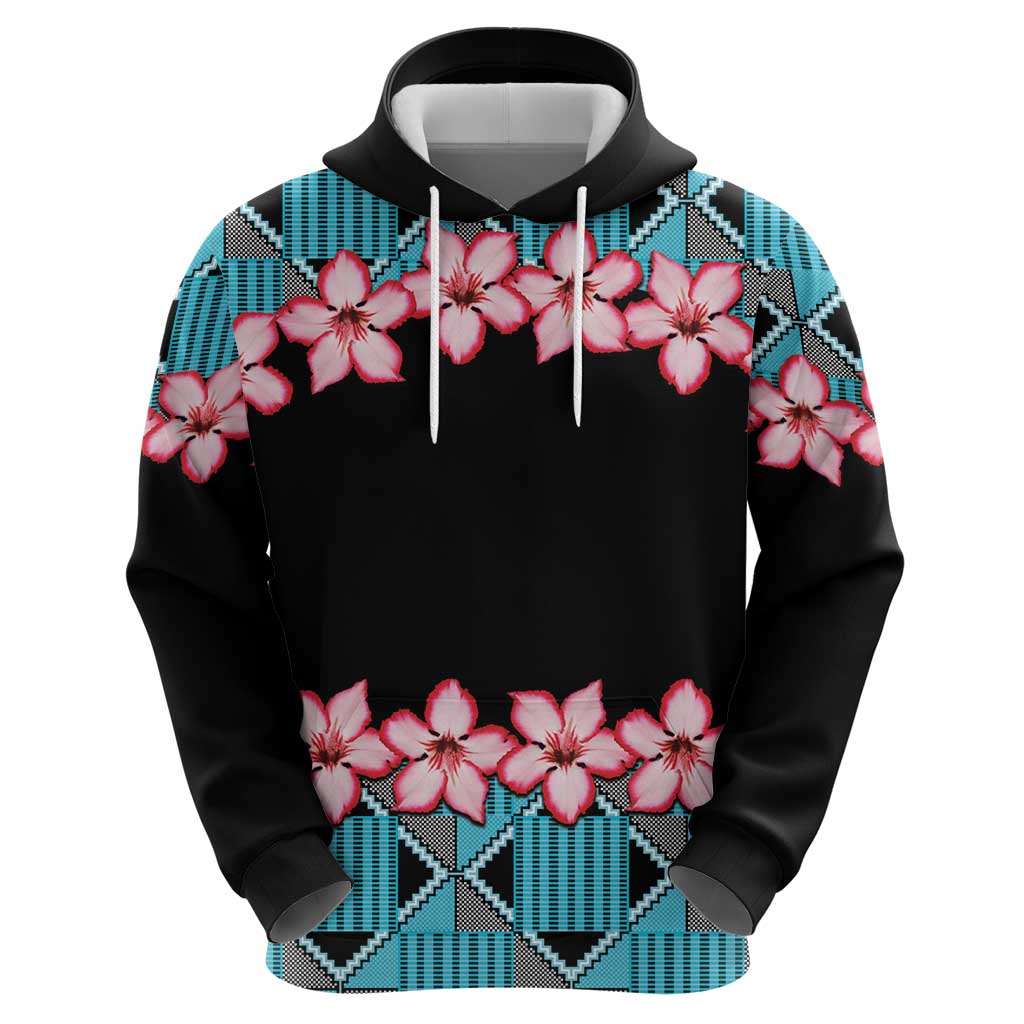 African Adenium Multiflorum Flowers Hoodie with Kente Style LT9