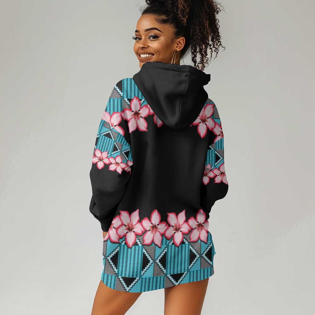 African Adenium Multiflorum Flowers Hoodie Dress with Kente Style LT9