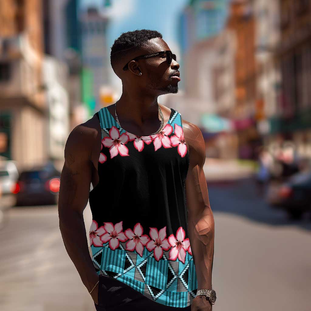 African Adenium Multiflorum Flowers Men Tank Top with Kente Style LT9