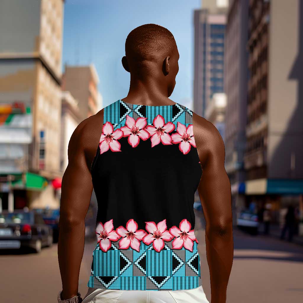 African Adenium Multiflorum Flowers Men Tank Top with Kente Style LT9
