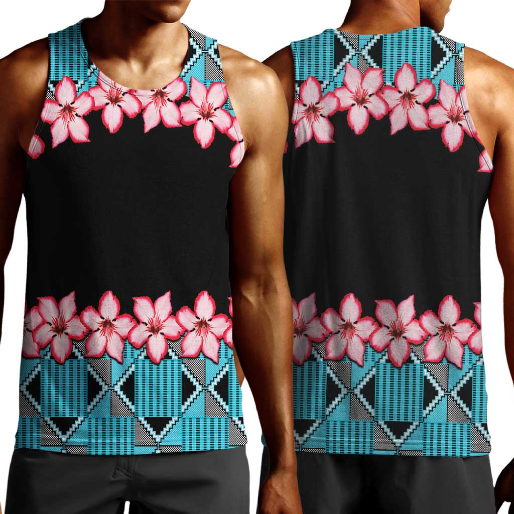 African Adenium Multiflorum Flowers Men Tank Top with Kente Style LT9