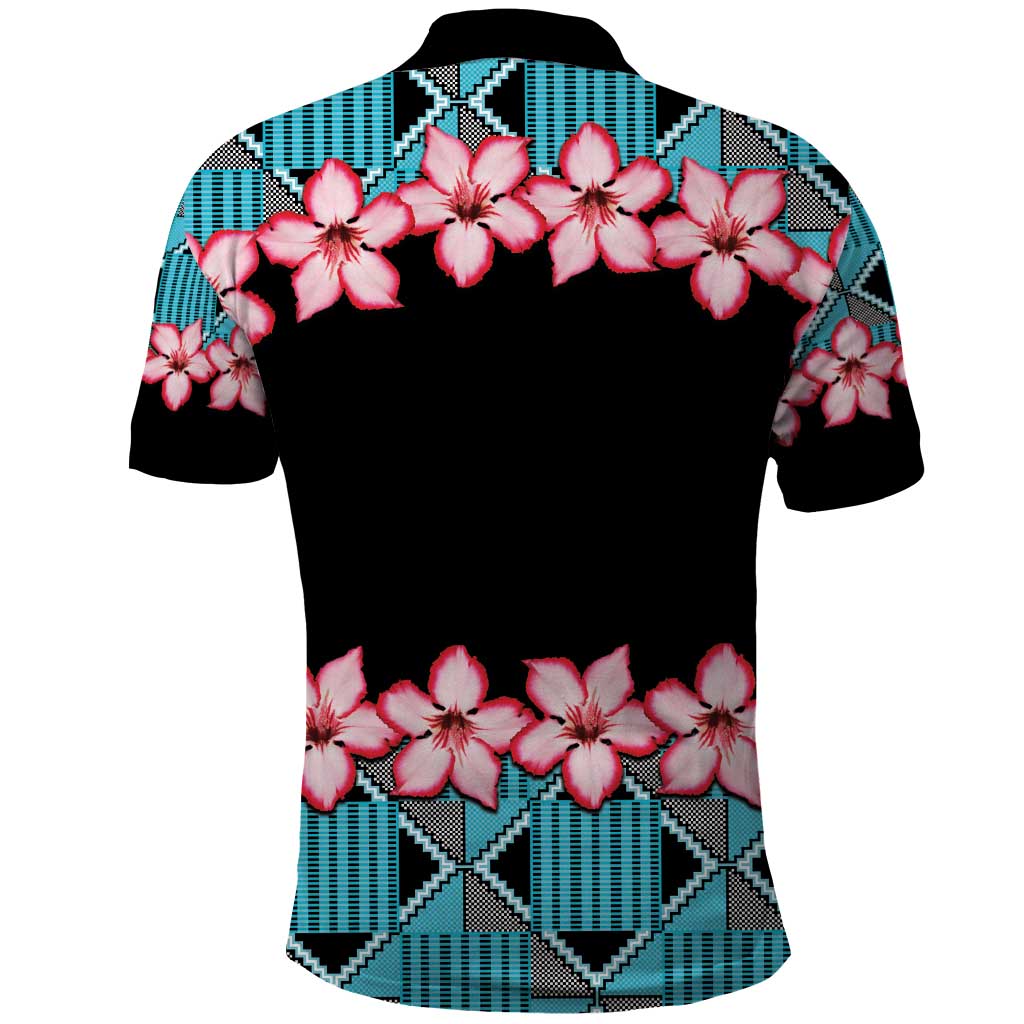 African Adenium Multiflorum Flowers Polo Shirt with Kente Style LT9