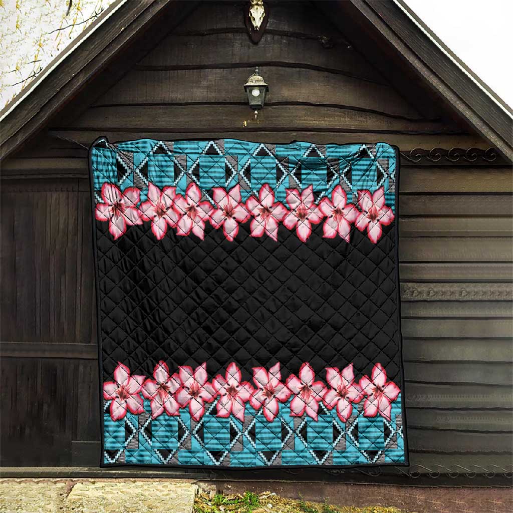 African Adenium Multiflorum Flowers Quilt with Kente Style LT9