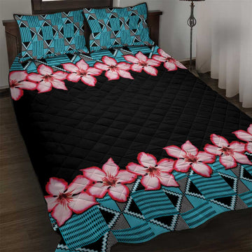 African Adenium Multiflorum Flowers Quilt Bed Set with Kente Style LT9