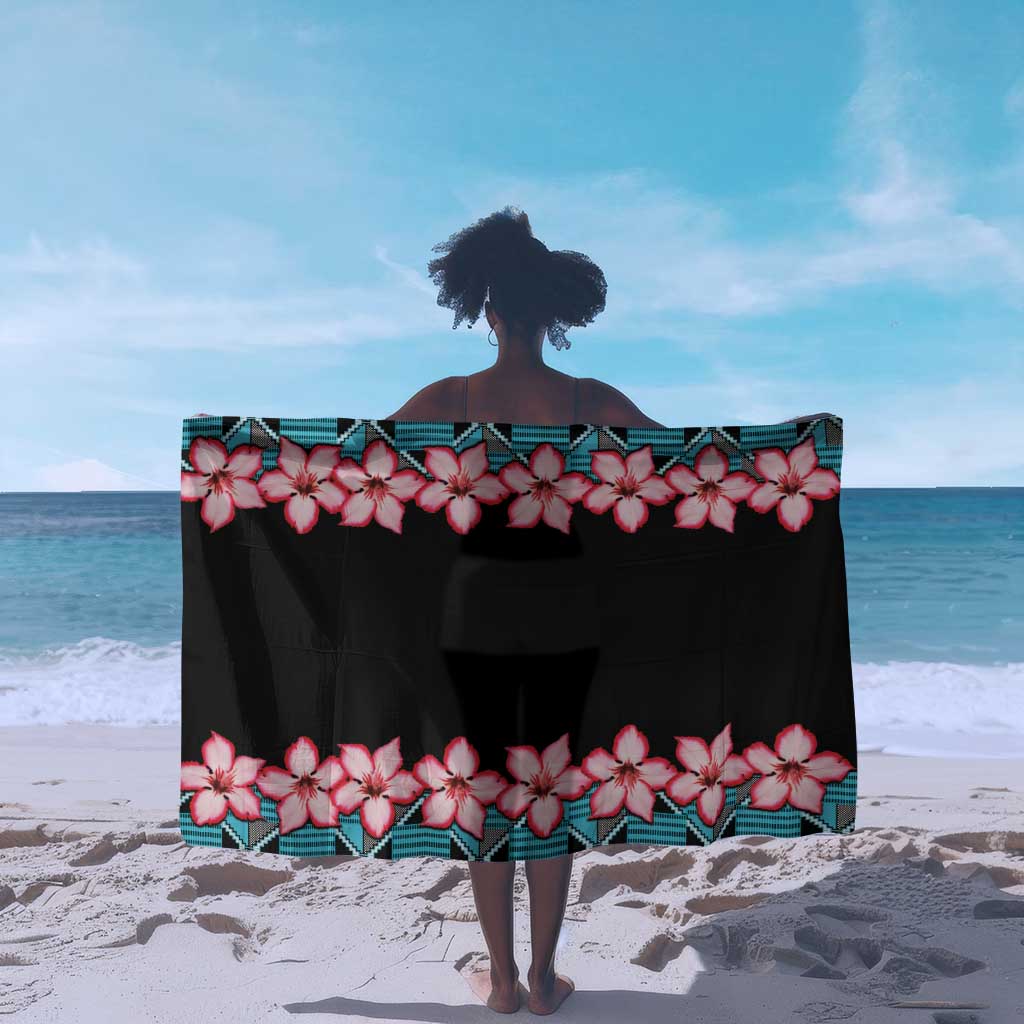 African Adenium Multiflorum Flowers Sarong with Kente Style LT9