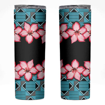 African Adenium Multiflorum Flowers Skinny Tumbler with Kente Style LT9