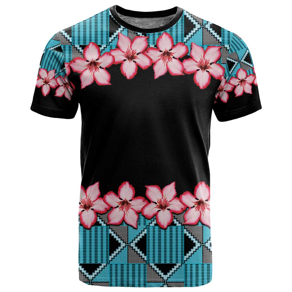 African Adenium Multiflorum Flowers T shirt with Kente Style LT9