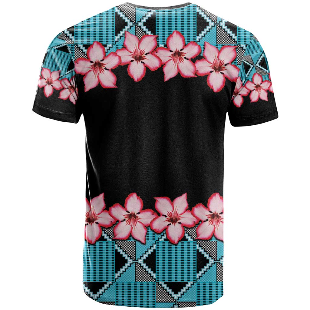 African Adenium Multiflorum Flowers T shirt with Kente Style LT9