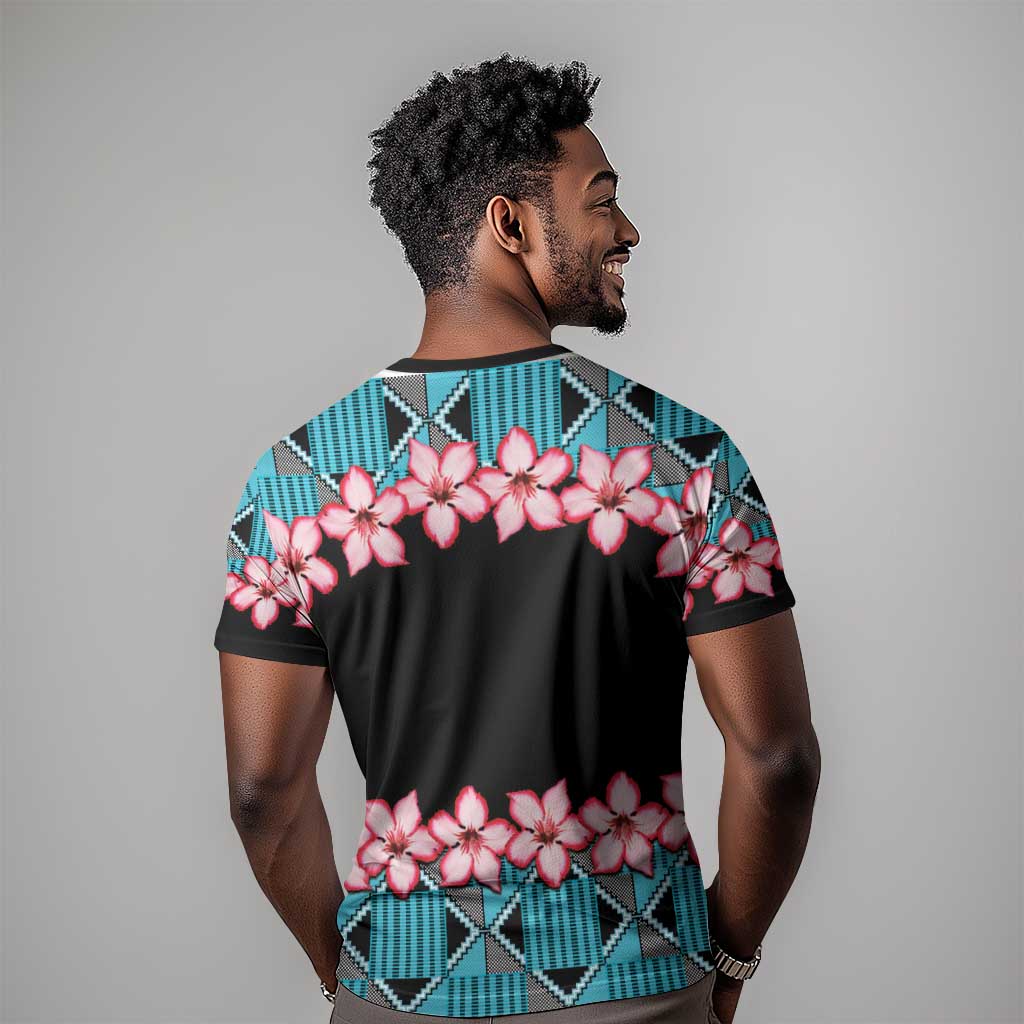 African Adenium Multiflorum Flowers T shirt with Kente Style LT9