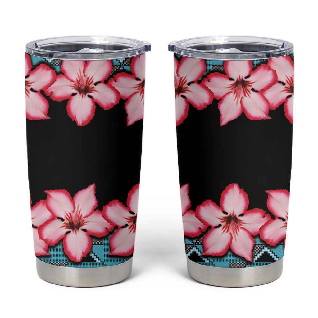 African Adenium Multiflorum Flowers Tumbler Cup with Kente Style LT9