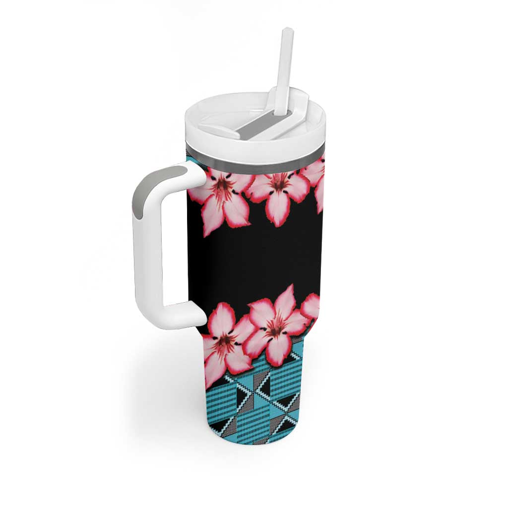 African Adenium Multiflorum Flowers Tumbler With Handle with Kente Style LT9