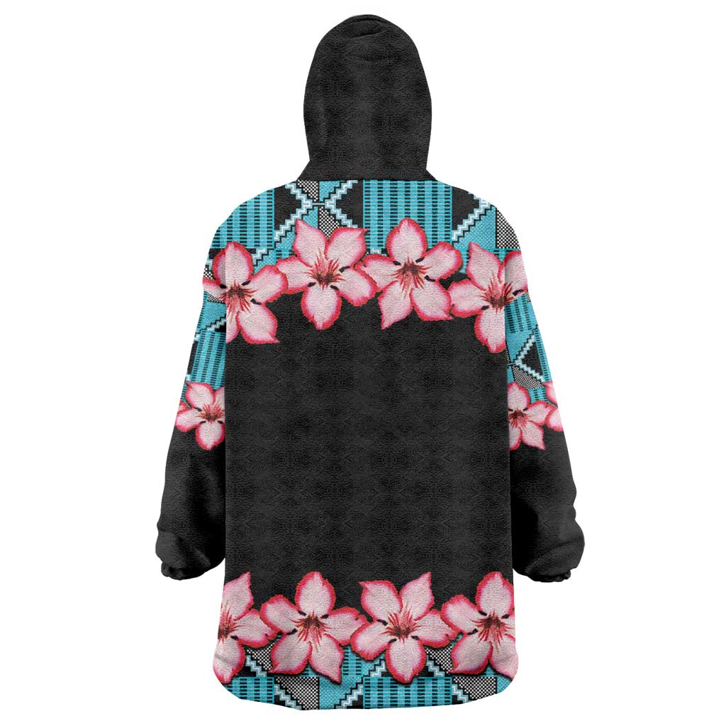 African Adenium Multiflorum Flowers Wearable Blanket Hoodie with Kente Style LT9