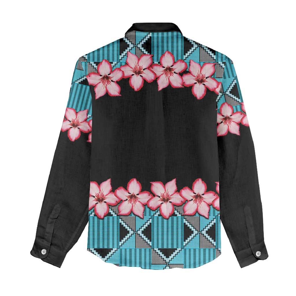 African Adenium Multiflorum Flowers Women Casual Shirt with Kente Style LT9