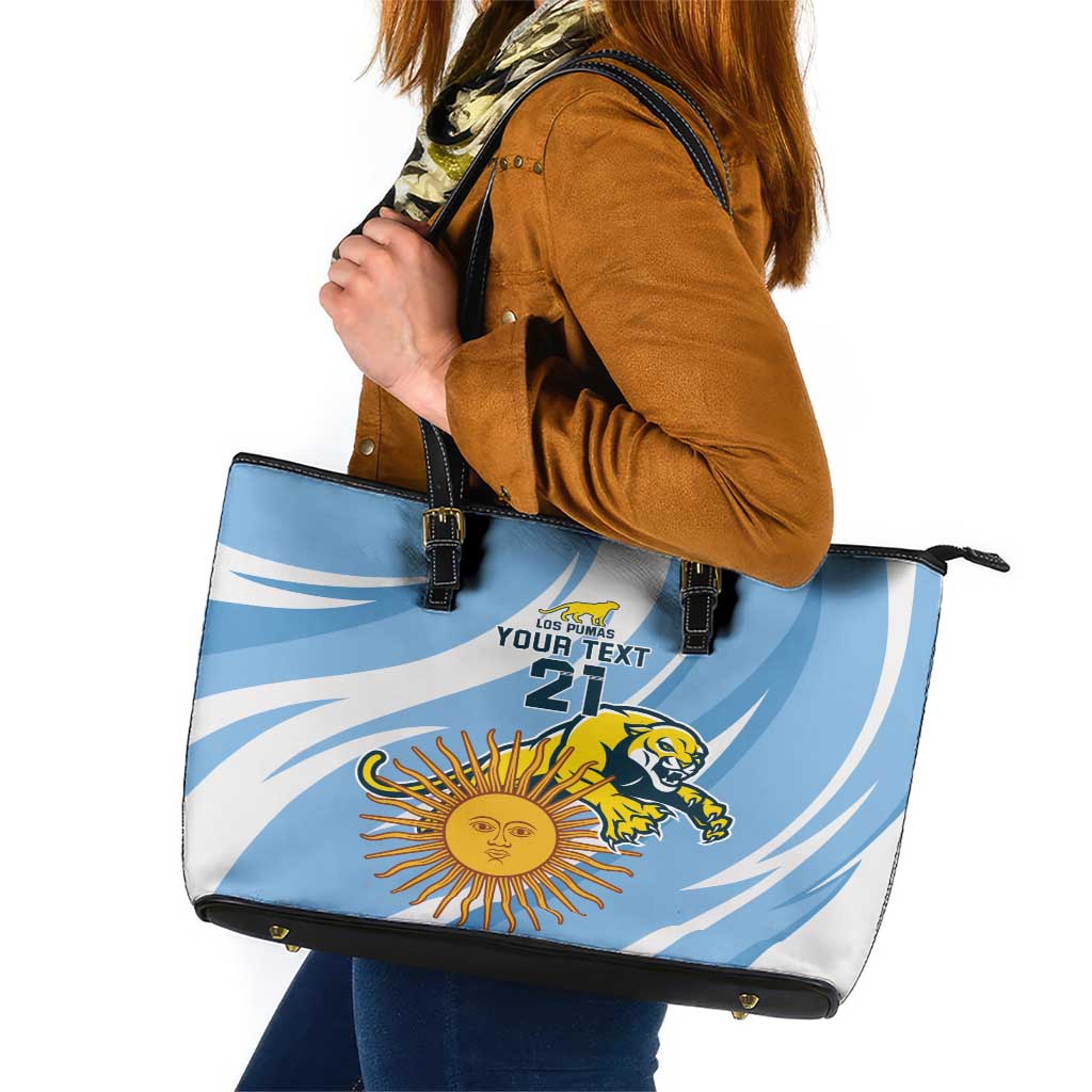 Custom Argentina Rugby Champion Leather Tote Bag Los Puma with Sporty Style LT9