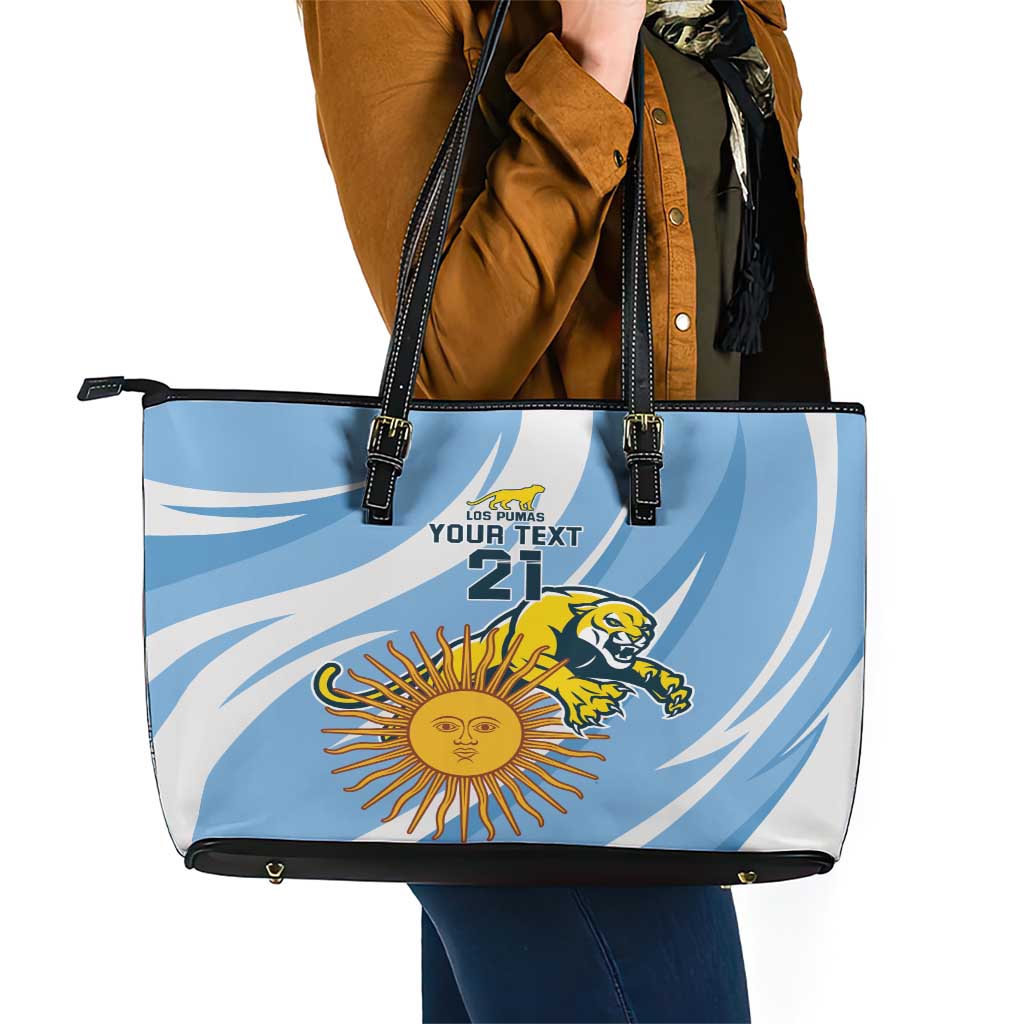 Custom Argentina Rugby Champion Leather Tote Bag Los Puma with Sporty Style LT9