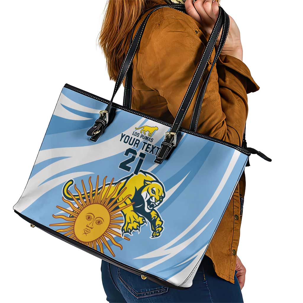 Custom Argentina Rugby Champion Leather Tote Bag Los Puma with Sporty Style LT9